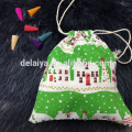 Le sac de Noël fait sur commande sacs de cordon de double-côté de toile de coton fait sur commande sacs d&#39;emballage